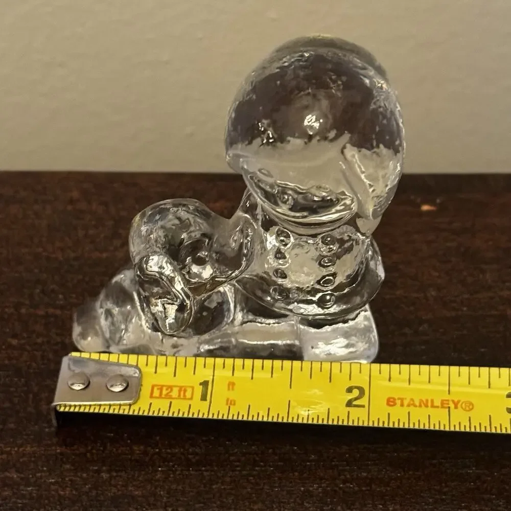 Vintage Clear Glass Girl with Puppy Dog Figurine 2 1/2